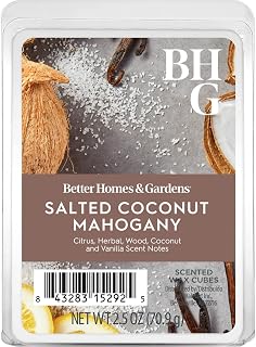 6 Cube Wax Melts, (2pack), 2.5 oz Each by BH&G (Salted Coconut Mahogany)