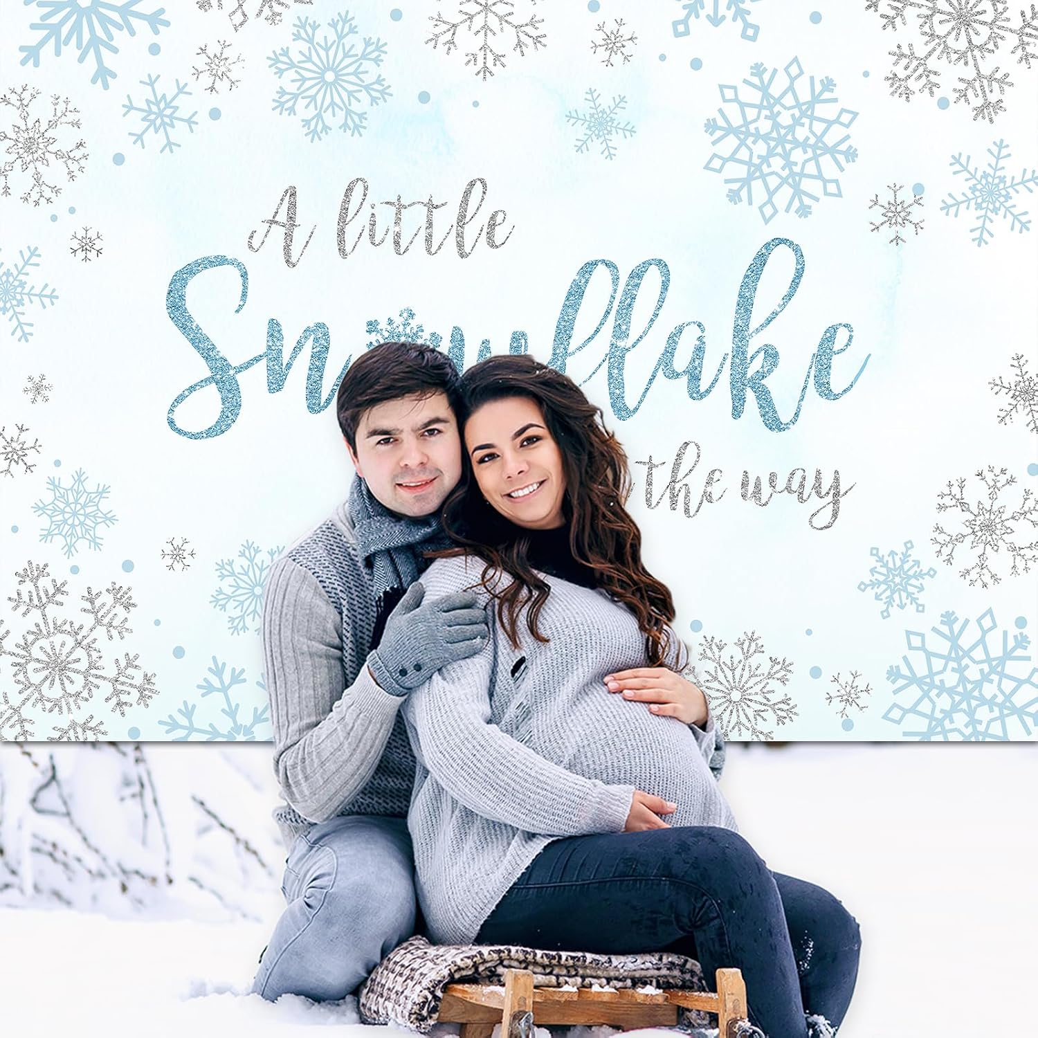 Avezano Winter Baby Shower Decorations a Little Snowflake is on The Way Backdrop 8 x 6 ft Winter Wonderland Snowflake Baby Shower Decorations Background, Blue and Sliver