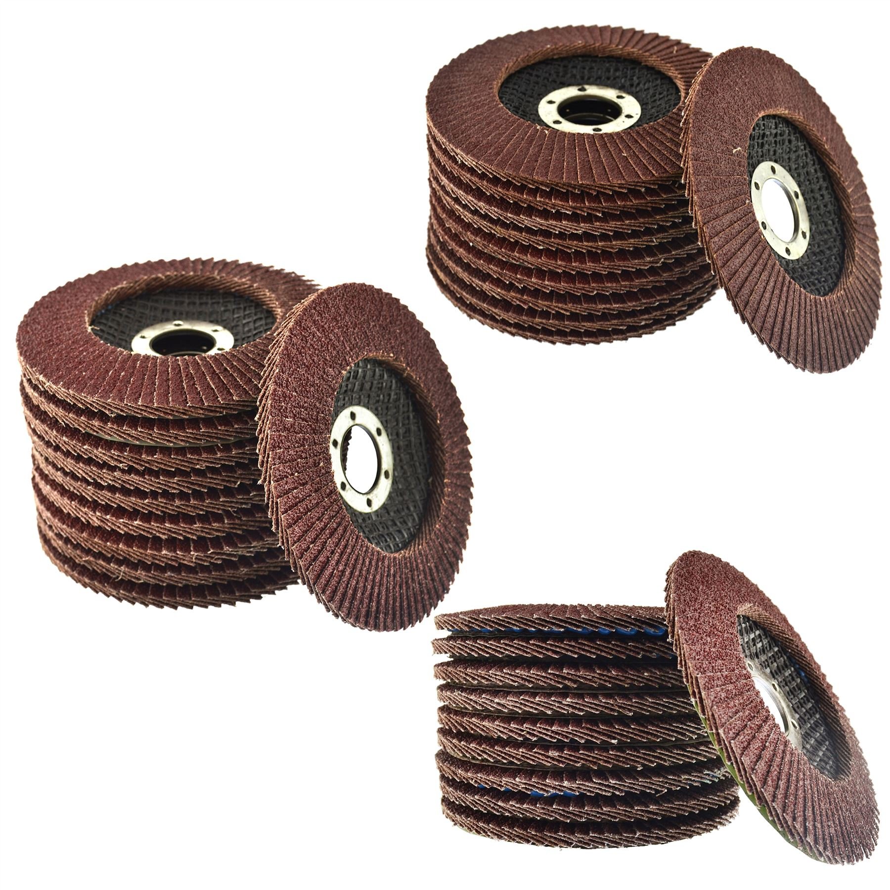 30 x Flap Discs 40, 60 & 80 Grit Angle Grinder 4.5"" 115mm Flat Sanding Grinding