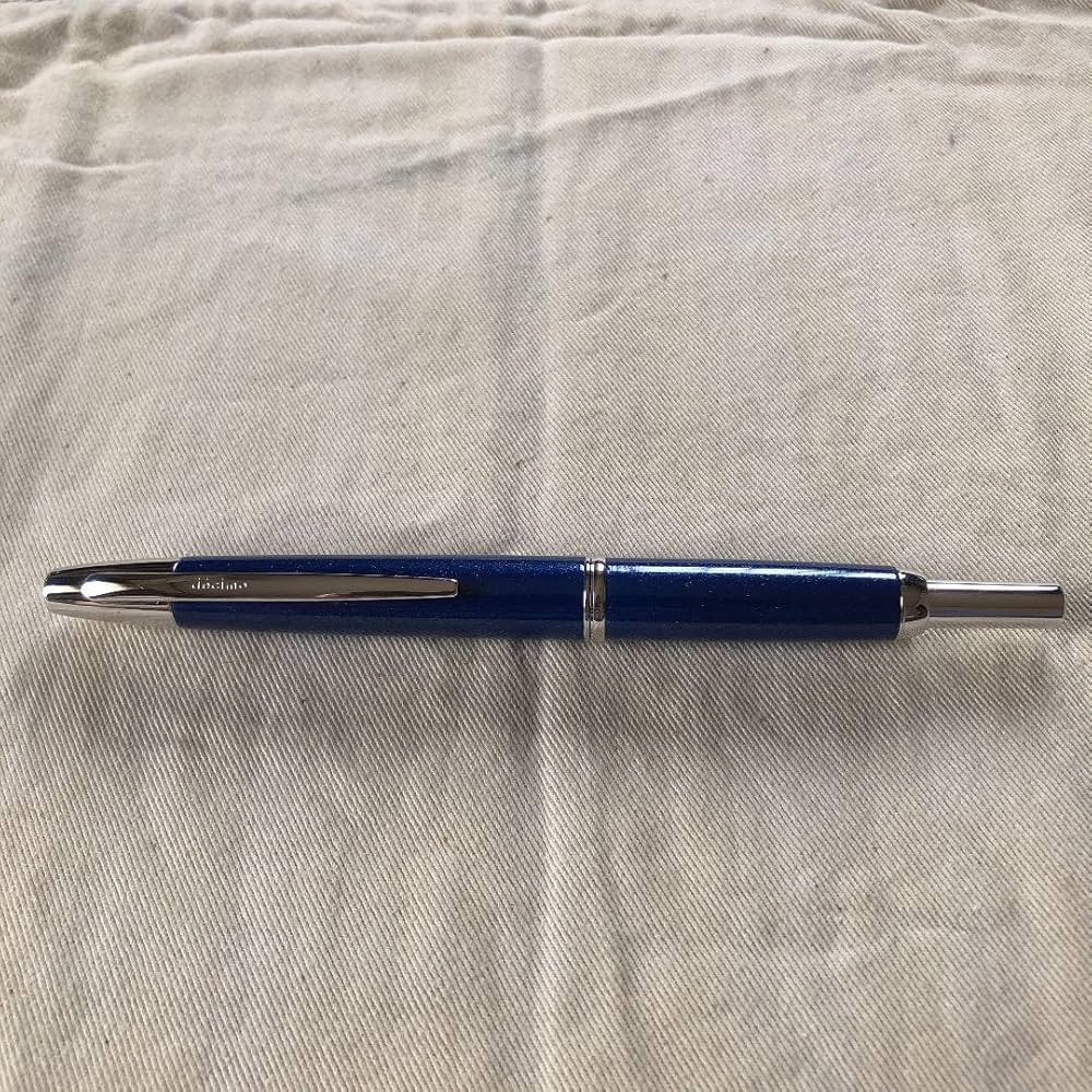 キャップレス万年筆デシモ2009年限定パールブルーラメ入り青細字Fニブ