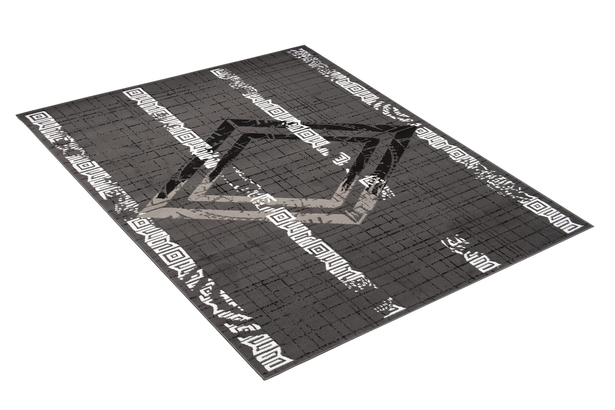 TAPISO Atena Tapis de Salon Chambre Ado Design Moderne Gris Foncé Blanc Motif Grec Doux Fin Poil Court 140 x 200 cm