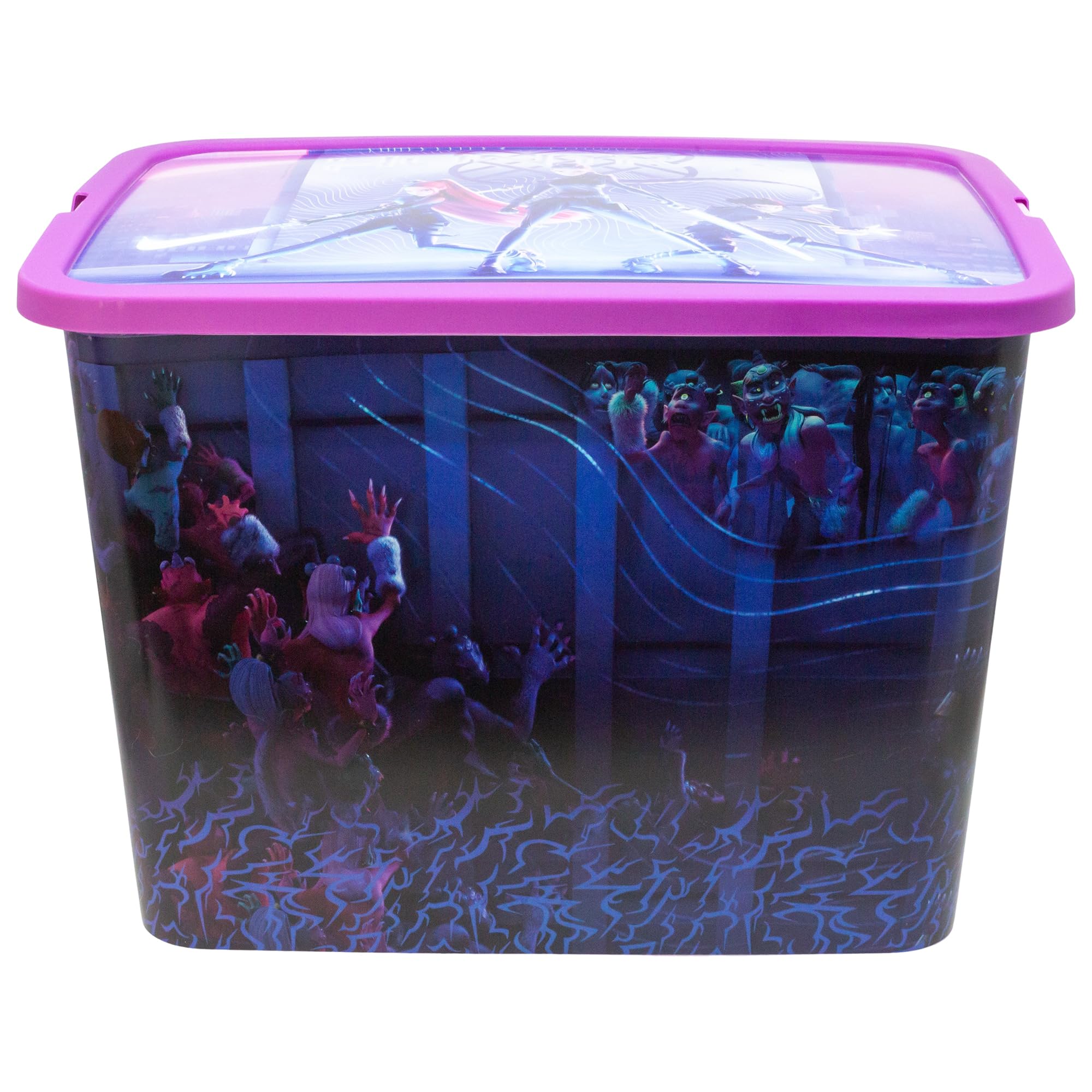 Stor Purple Kpop Demon Hunters Storage Click Box 23 Litres Toy Organiser For Kids