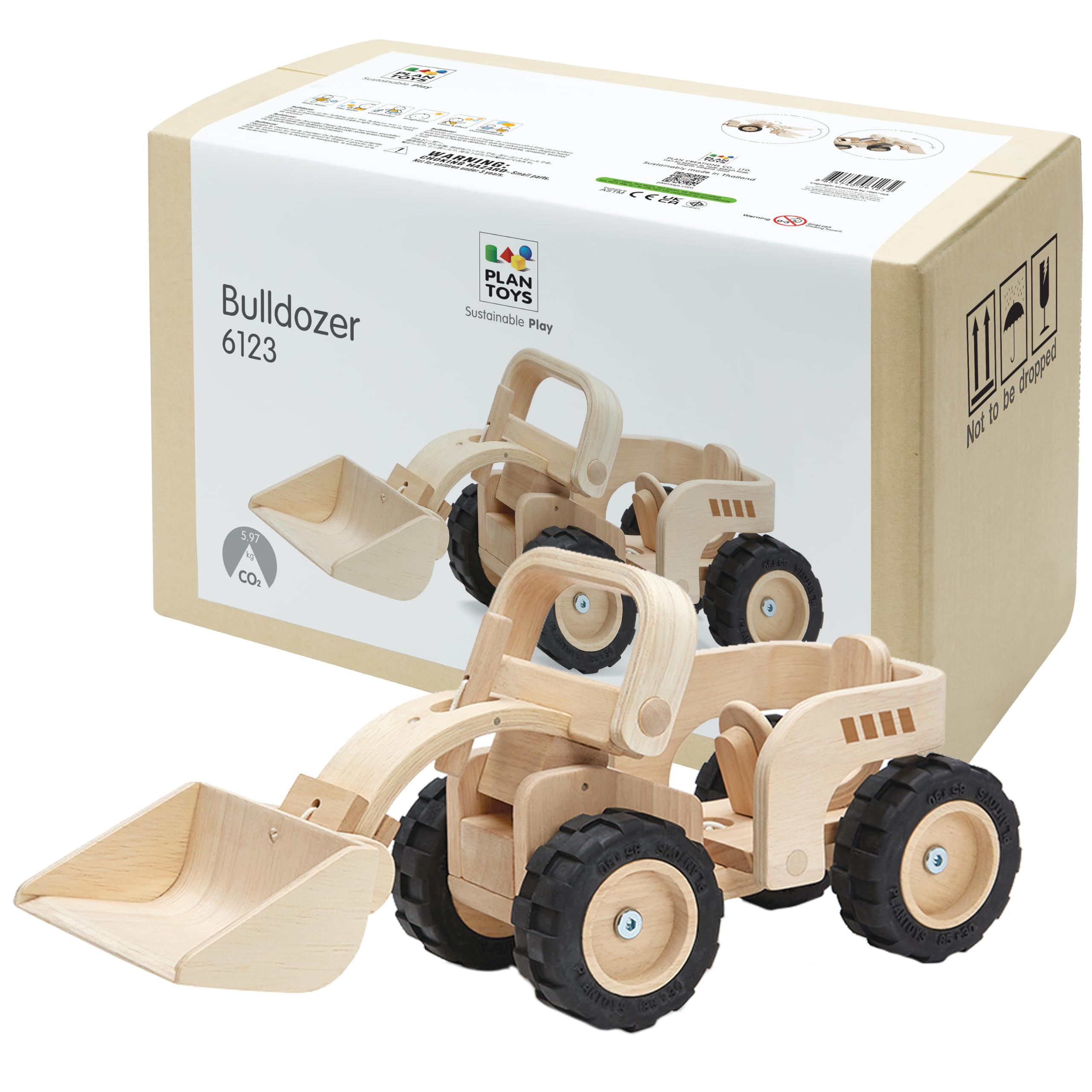 Amazon.com: PlanToys® Wooden Bulldozer Construction Vehicle