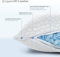 Vista 3 de Cool Gel Almohada refrescante para personas que duermen con calor – Almohadas de espuma viscoelástica trituradas tamaño Queen para dormir – Soporte