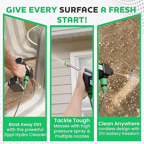 Miniatura 4 de Zippi Hydro Cleaner Standard 2025  Limpiador inalámbrico de alta presión con dispensador de espuma, 1500 mAh recargable y liviano para una limpieza
