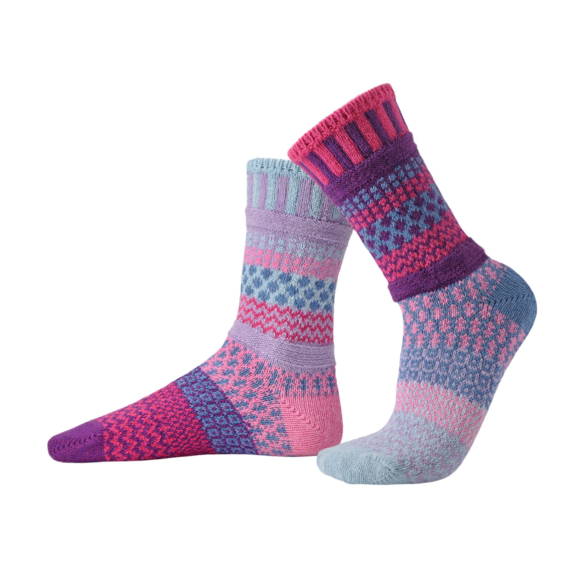 Solmate Unisex Twilight Mismatched Patterned Crew Socks