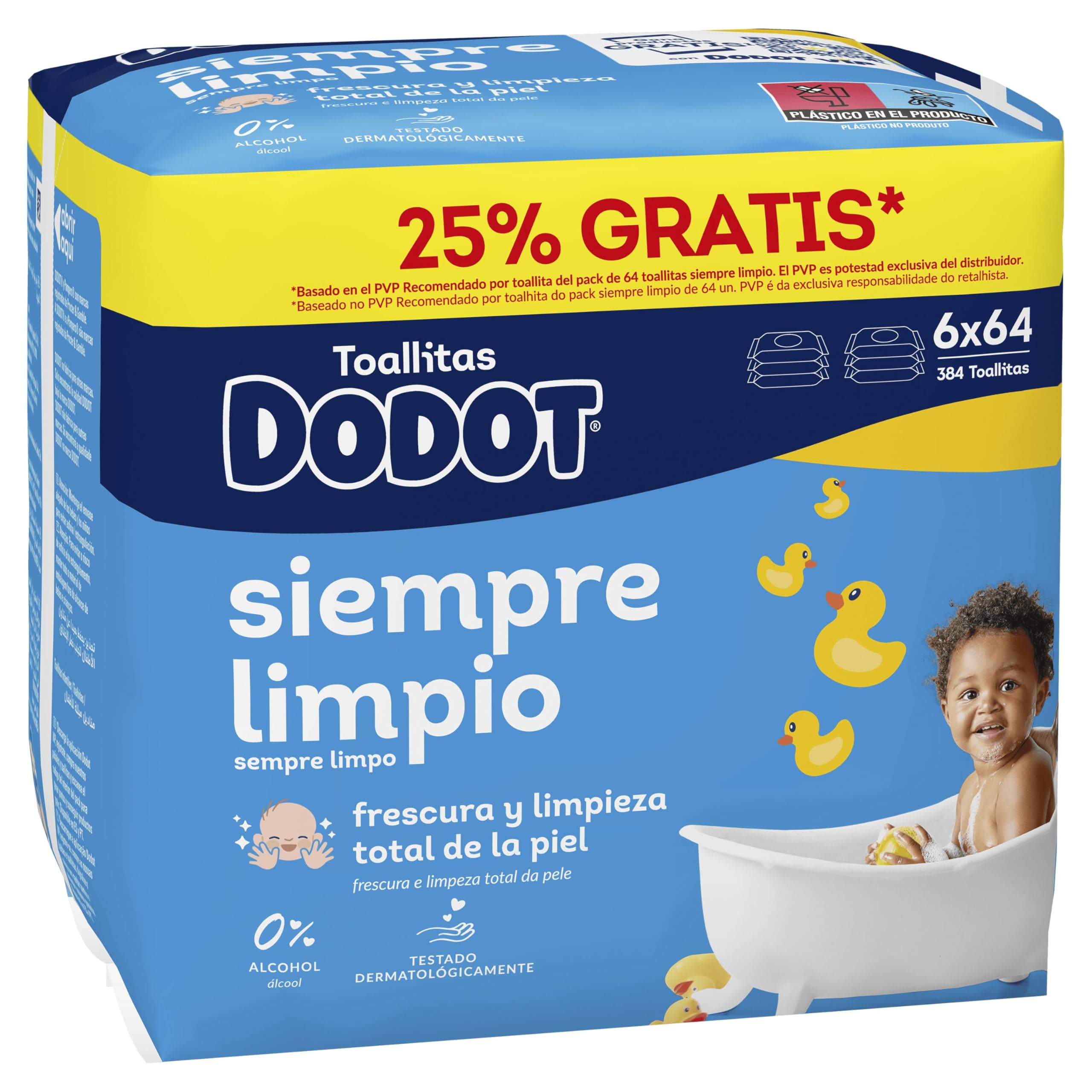 Dodot Toallitas Bebé Seco para Bebé, 384 toallitas, recupera el pH de la piel del bebé (6 Paquetes de 64) — view 9