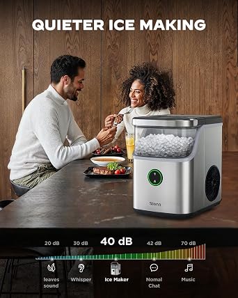 Silonn Nugget Ice Maker Countertop,33Lbs/Day, Includes Scoop & Cleaning