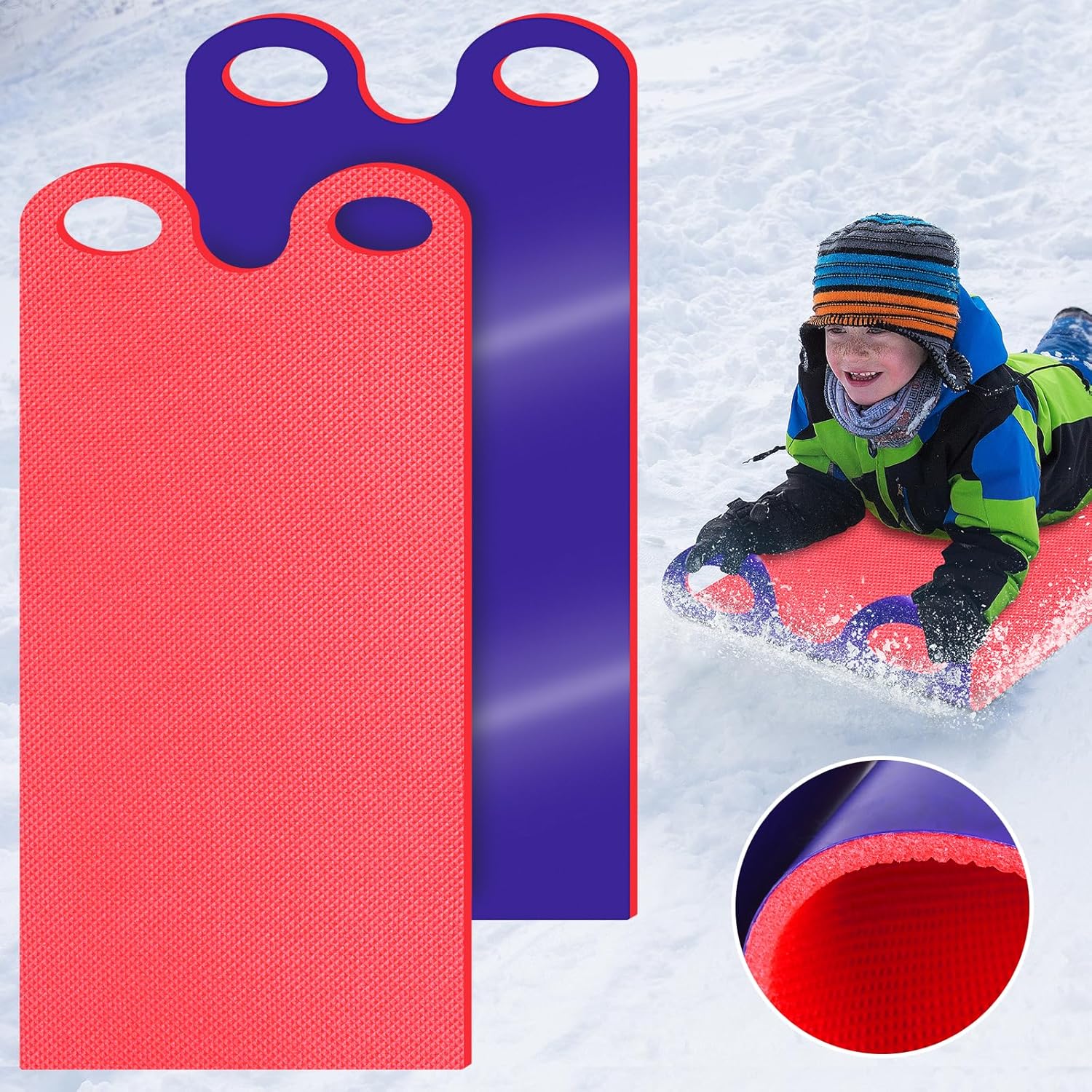2 PCS Winter Snow Sled for Adults, High Speed Snow Sledding Equipment