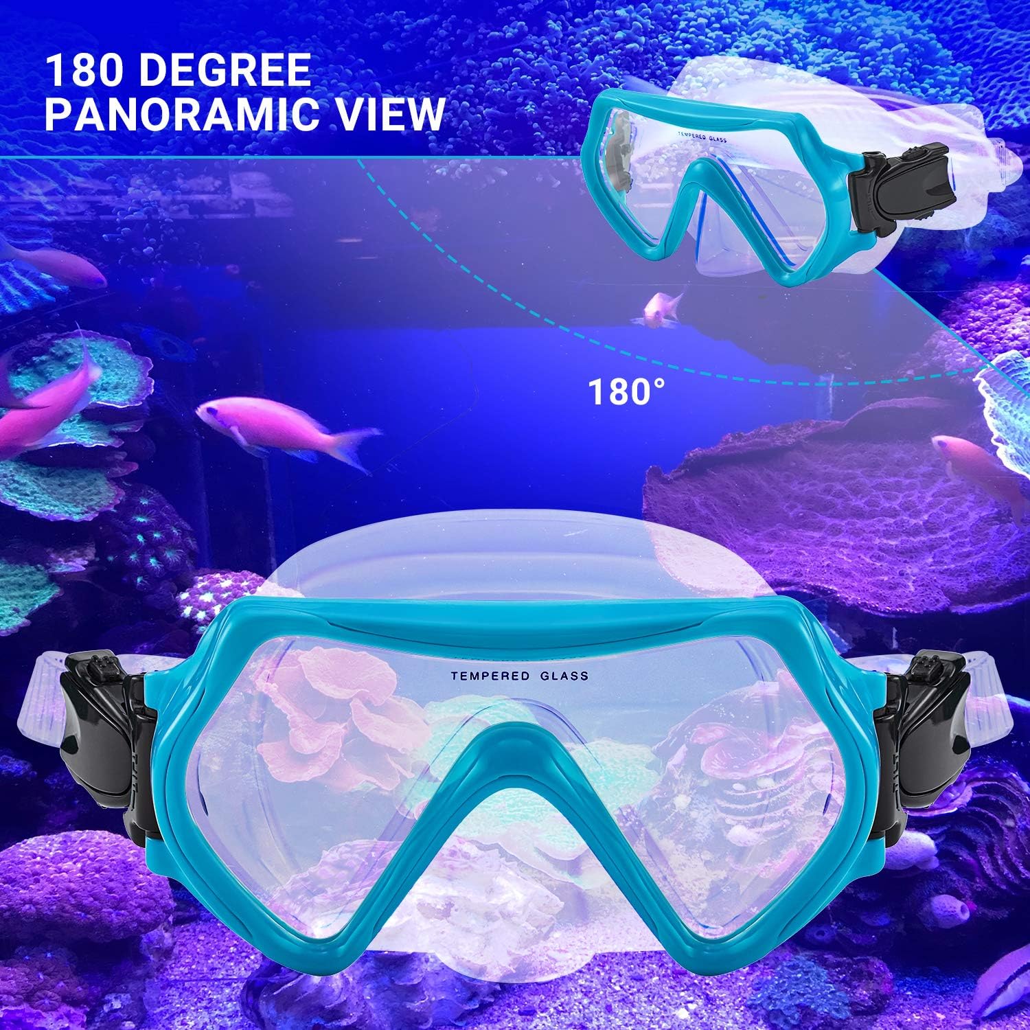 Seals Dry Snorkel Set for Kids Youth Junior, Anti-Fog Tempered Glass Snorkeling Mask, Anti Leak Snorkel Gear with Silicon Mouth Piece, Purge Valve for Snorkeling, Swimming, Diving : Sports & Outdoors