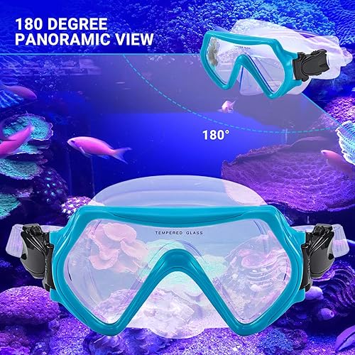 Miniatura 3 de Seals Juego de esnórquel seco para niños y jóvenes, máscara de esnórquel de vidrio templado antivaho con equipo de esnórquel antifugas con pieza de