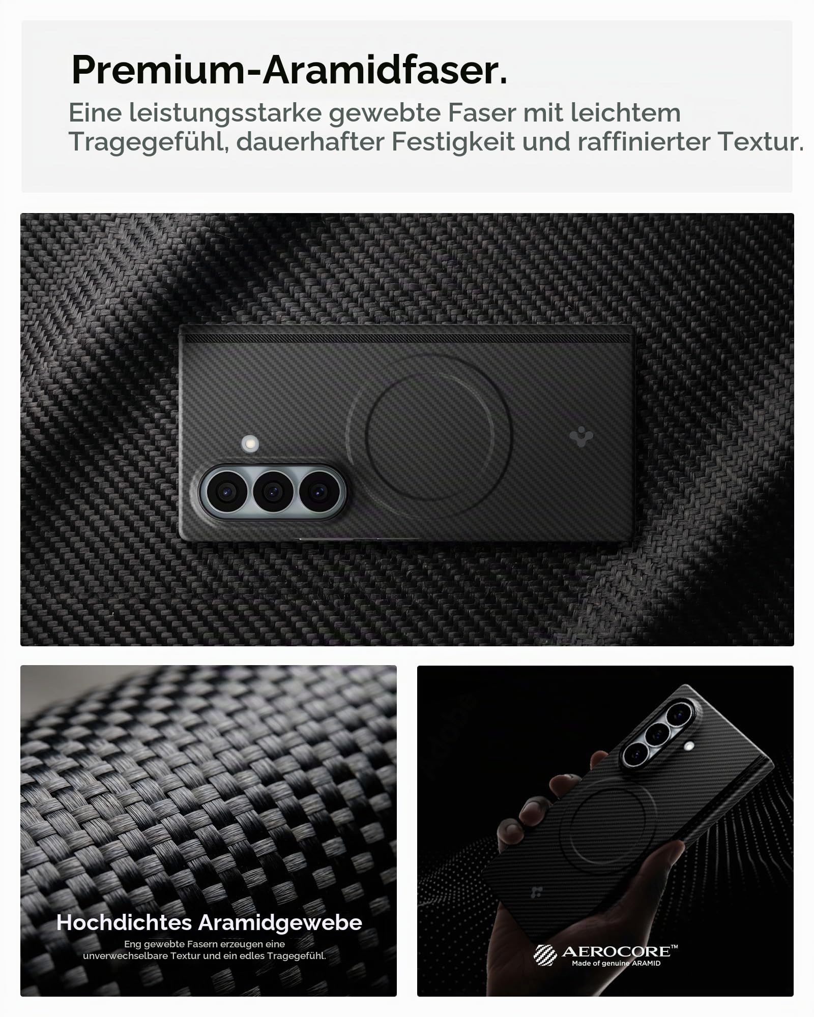 Spigen Air Skin Aramid MagFit Hülle für Samsung Galaxy Z Fold 8 Ultra | Schwarz, MagSafe Case, Scharnierschutz, Semi-Auto Sliding Tech, Aramid 600D