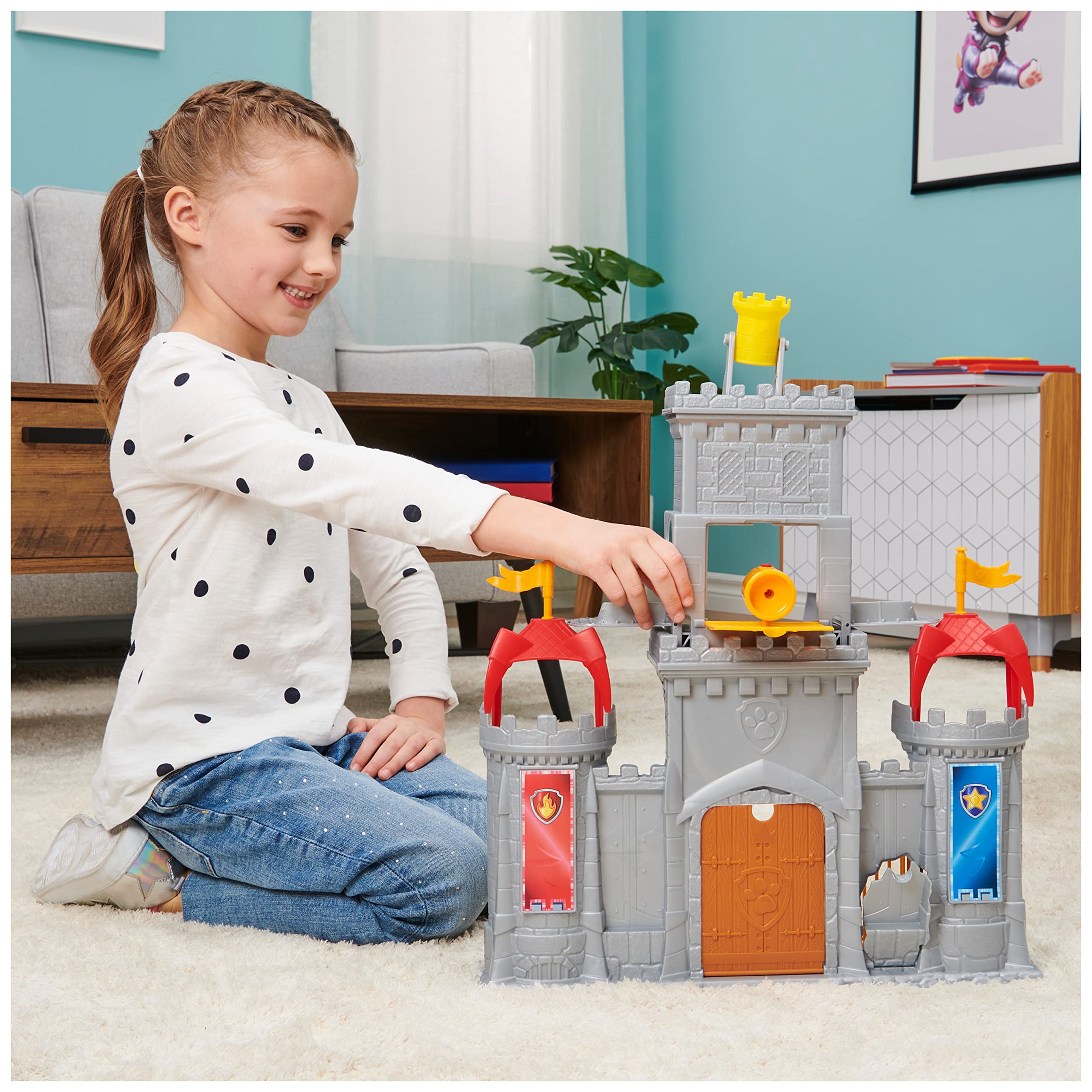 Paw Patrol, Castello Quartier Generale Rescue Knights, Set di gioco personaggio di Chase e accessori inclusi, Giochi bambini dai 3 anni in su