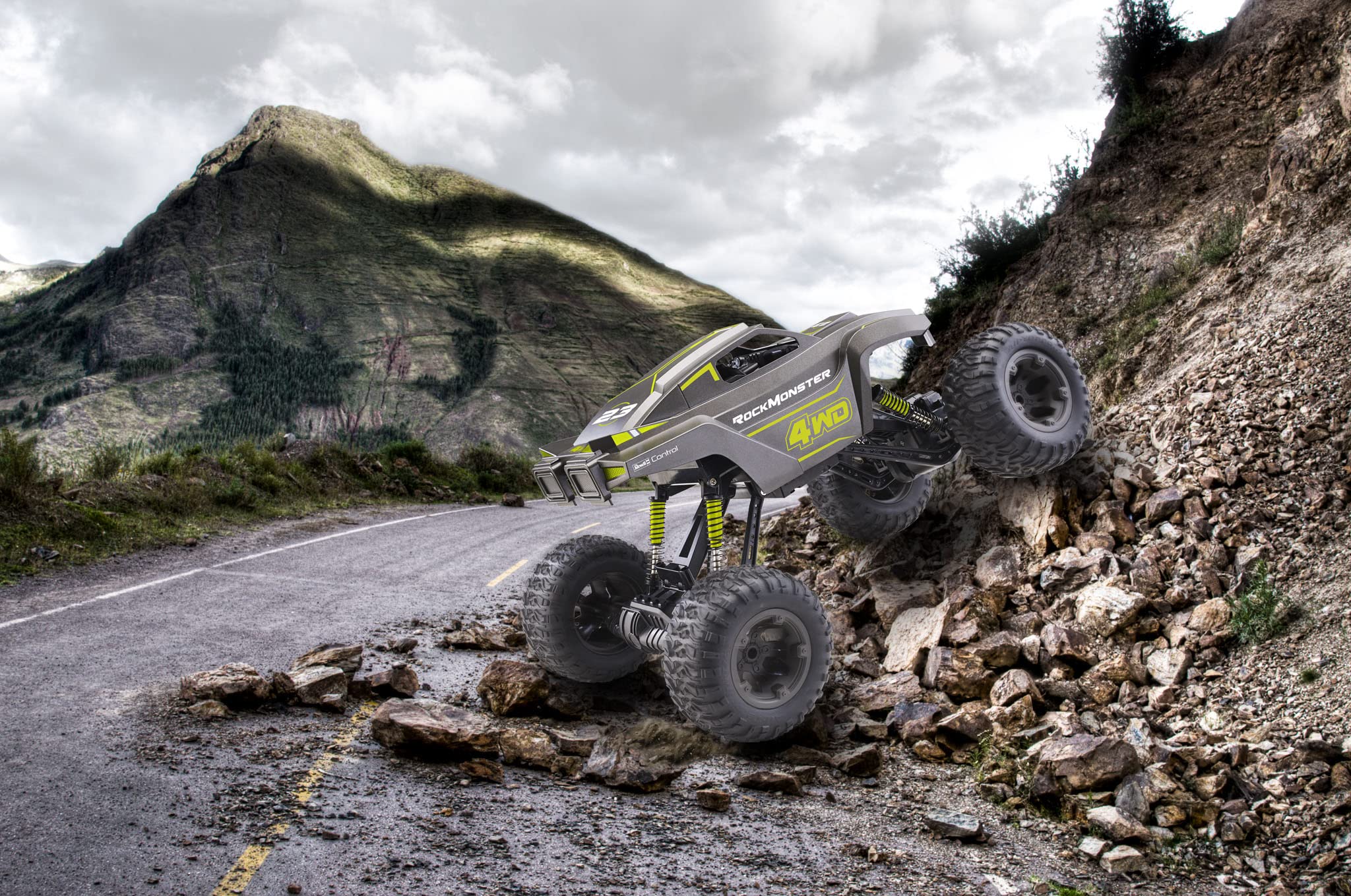 Revell Control RC Crawler Rock Monster I Maßstab 1:14 I Beeindruckende Offroad-Leistung I AWD I Lange Fahrzeiten I Perfekt für spannende Abenteuer für Anfänger und Fortgeschrittene I Ferngesteuert RC