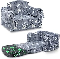 Airpanda Glow-in-the-Dark Starry Sky Toddler Couch with Blanket - 2-in-1 Foldable Sofa Lounger for Kids Playroom