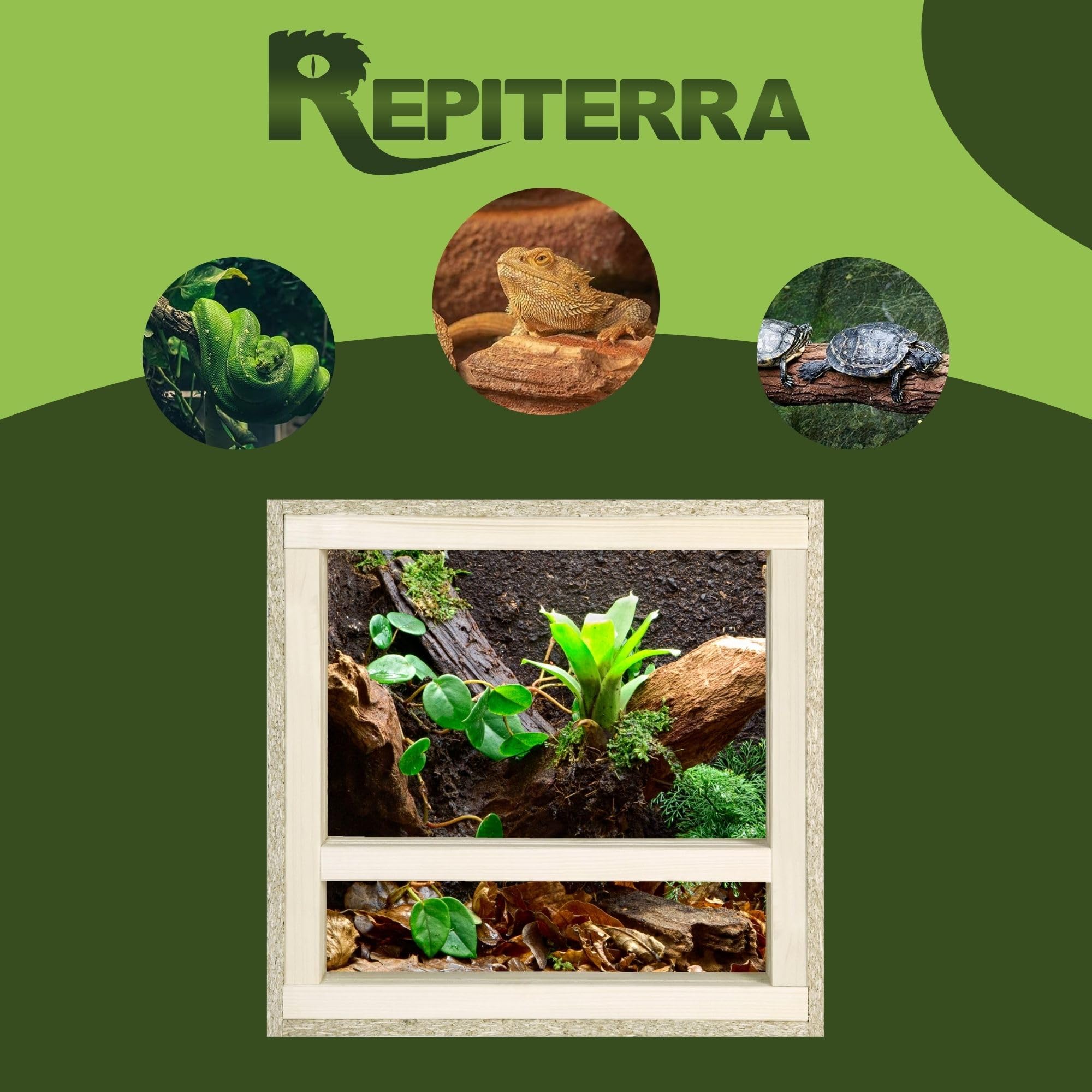 Terrario de tamaño grande de madera para reptiles, para interiores, parte frontal con ventilación, para serpientes y lagartos, 11, 11