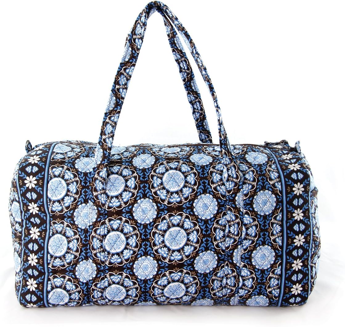 Floral Quilted Cotton Duffle Bag Turquoise Clothing