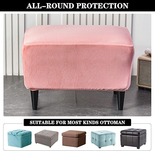 Miniatura 4 de Fundas otomanas elásticas, funda otomana de terciopelo, funda rectangular de almacenamiento para taburete, funda para reposapiés para sala de estar,