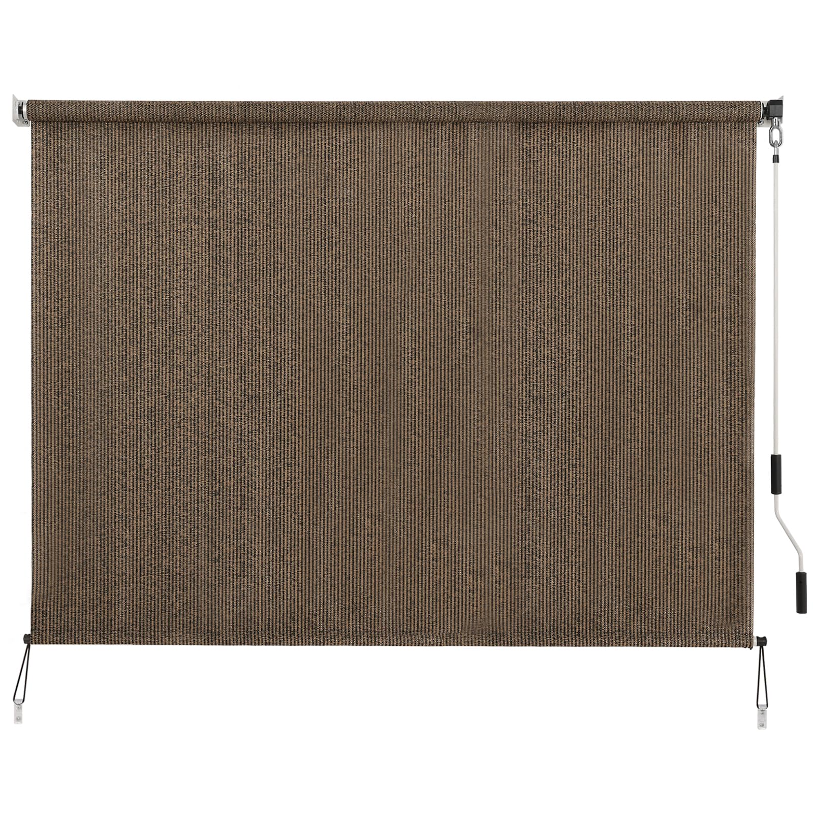 SEEYE Outdoor Sunshade Roller Shades 120" W x 96" H, Cordless Roll Up Shade Blinds Privacy Screen with 90% UV Protection, Exterior Patio Shade Cloth for Porch Pergola Balcony Backyard Windows, Mocha