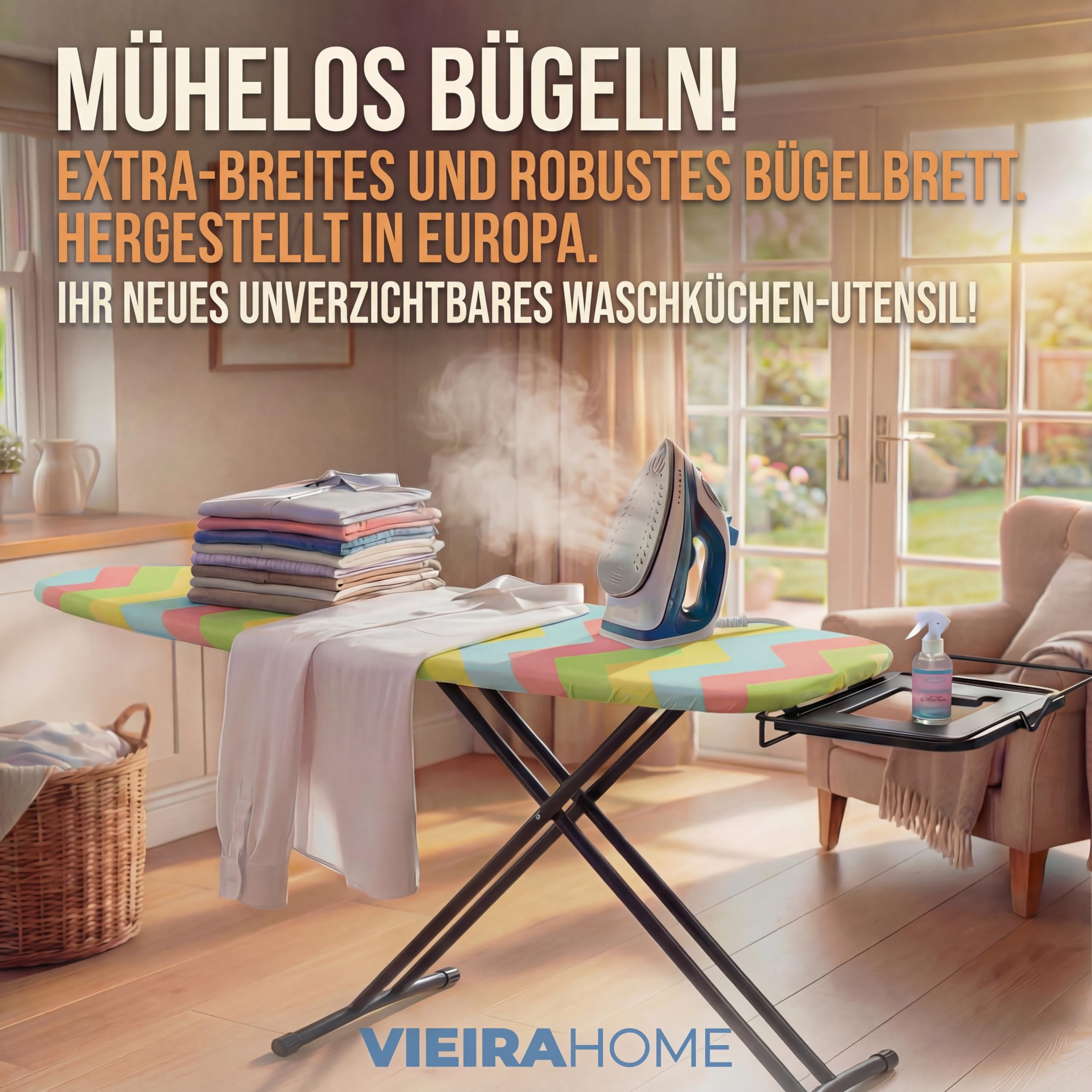 Bügeltisch Dampfbügelstation Bügelbrett klappbares Dampfbügelbrett Stabil Ironing Board - 120x40 cm