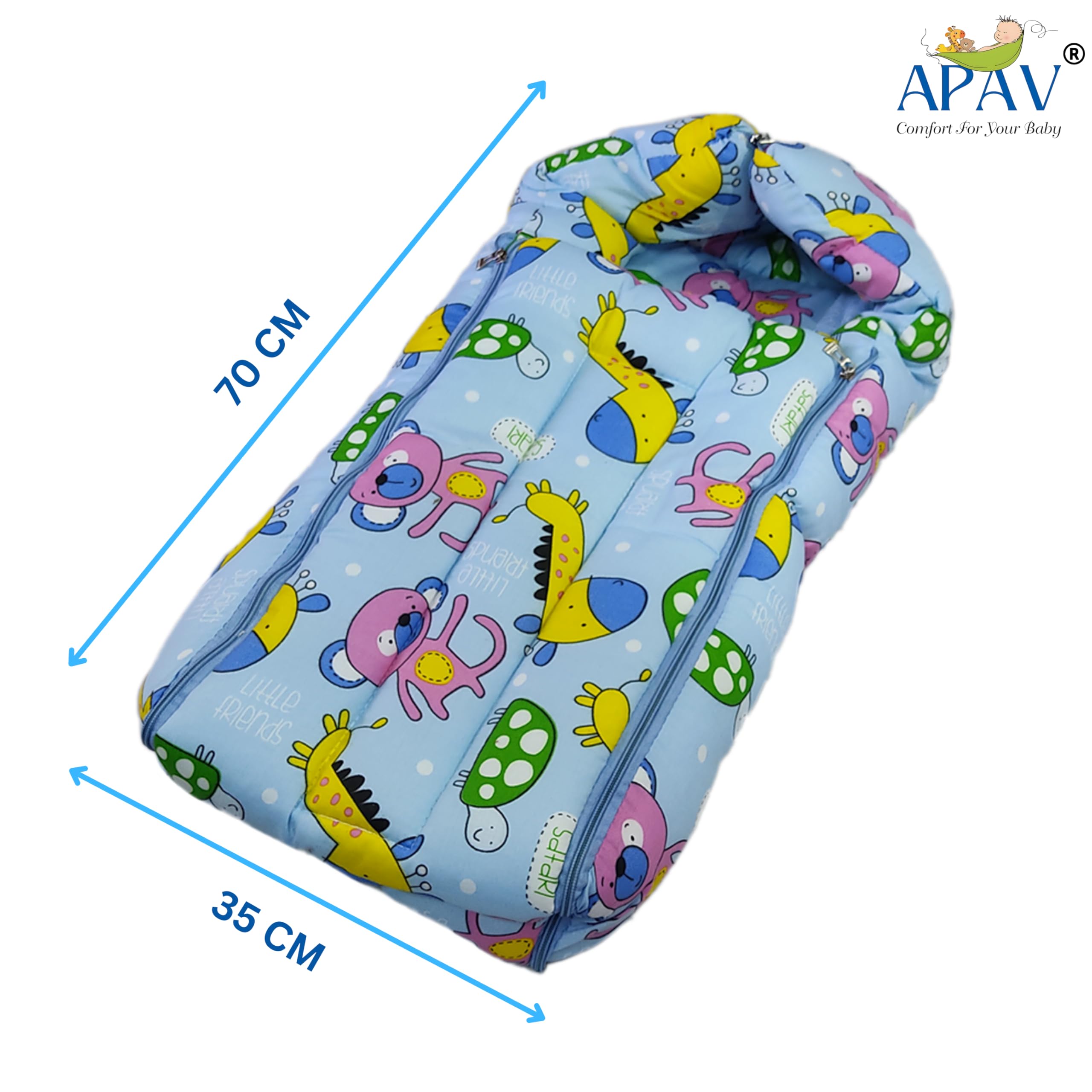 APAV Sleeping Baby Bed Bag Carry Nest 3 in 1 Cotton Baby Bedding for New Born & Infant, Portable Bassinet, for Baby Carrying Sleeping Bed (Blue, Pack of 1) 3