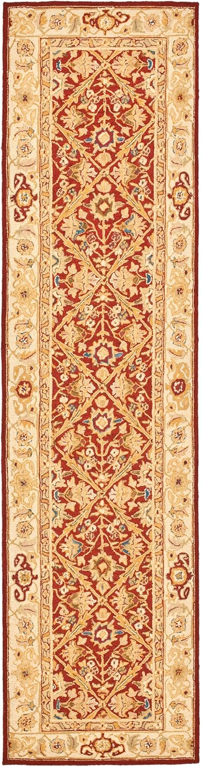 SAFAVIEH Chelsea Collection Runner Rug - 2'6" x 10', Ivory & Red, Hand-Hooked French Country Wool, Ideal for High Traffic Areas in Living Room, Bedroom (HK816B)