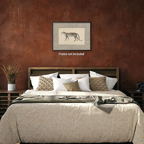 Miniatura 6 de Haitunone Cheetah Animal Wall Art Retro Fashion Leopard Canvas Poster Maximalist Boho Horizontal Painting for Neutral Bedroom Home Wall Decor 12X16