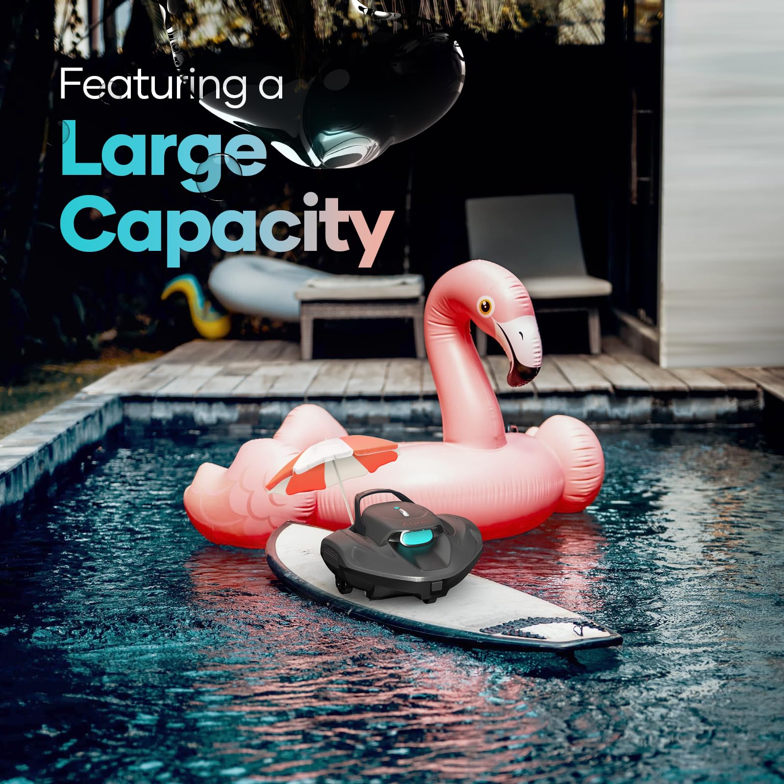 AIPER Kabelloser Poolroboter, Poolsauger Akku mit Doppelantrieb, Poolreinigungs Geeignet für Flache Pools bis zu 80 m2 Dauer 90 Minuten(Generalüberholt)