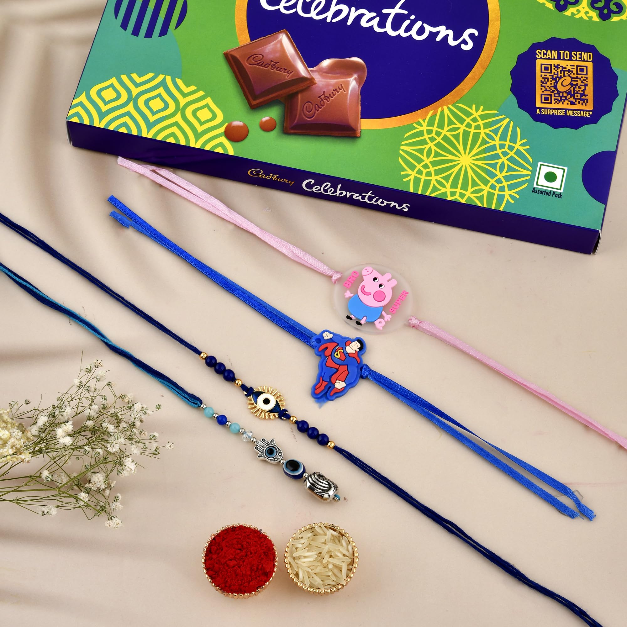 CraftVatika 4 Family Rakhi Chocolate Combo Set for Brother Bhaiya Bhabhi and Kids, Evil Eye Rakhi for Bhabhi Brother Family Combo, Rakhi with Chocolate Gift Combo Rakhis Set of 4 (B0CCMM9PJ1) Amazon Price History, Amazon Price Tracker