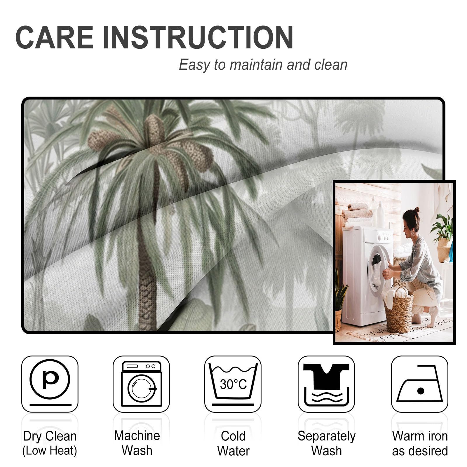 Rideaux Occultants Palmiers Monstera Deliciosa Cactus, Rideau Occultant Thermique Isolant Vert, Rideau Imprimé Style Tropical Rétro Avec Oeillets Pour Chambre, Salon, Lot De 2 Rideaux 140 X 225 cm