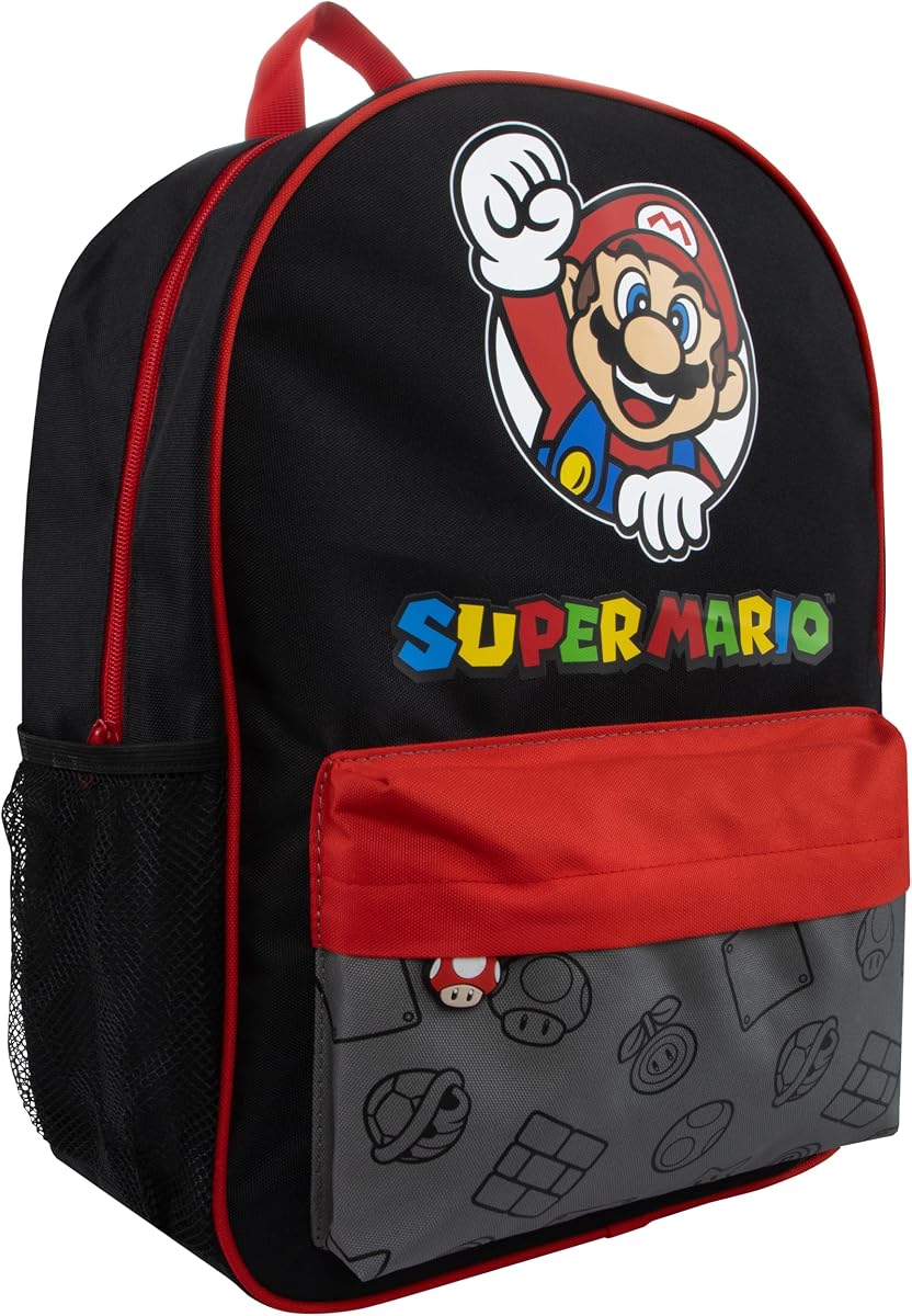 Super Mario Backpack | Boys School Bag | Boys Back Pack | Black One Size