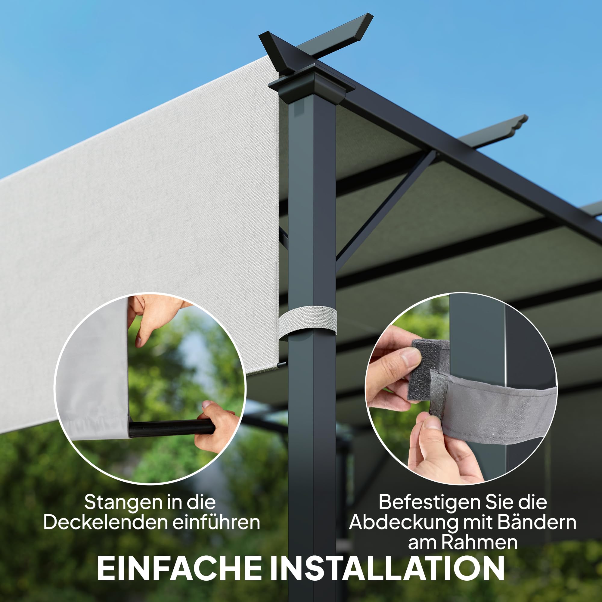 Outsunny Ersatzdach für Pergola 488 x 122 cm (Einzel) mit UV-Schutz, Sonnensegel für Terrassenüberdachung, Ersatz-Dachplane für 3 x 3 m Pavillon, Dunkelgrau