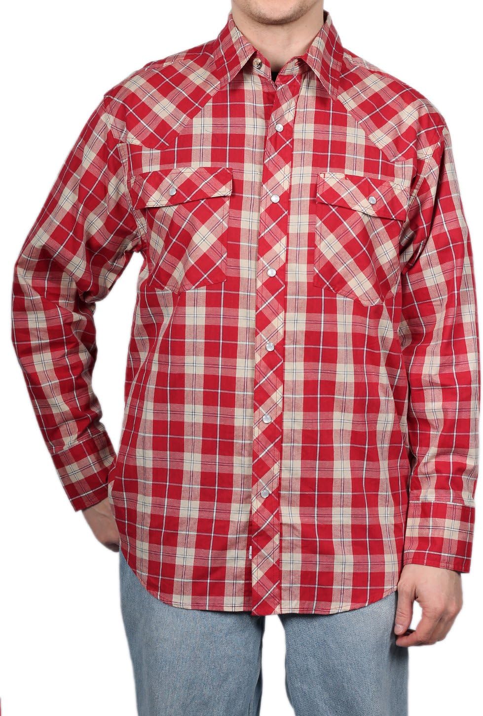 Men's Western Plaid Shirt Red Plaid XL