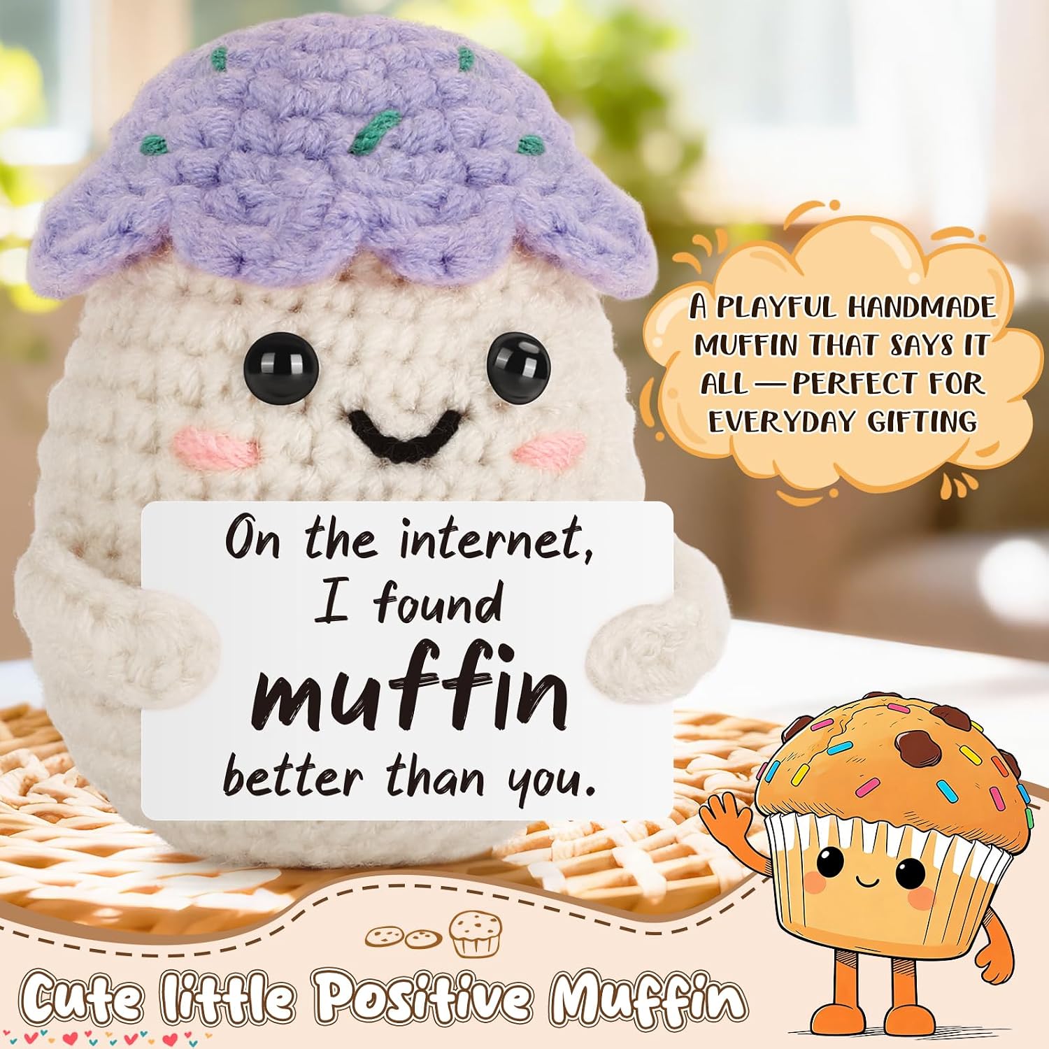 MY-ALVVAYS Funny Muffin Gifts for Women Men, Birthday Appreciation Gag Gift for Coworker Friend Girlfriend Boyfriend, Small Meaningful Couple Gift, Positive Desk Decor