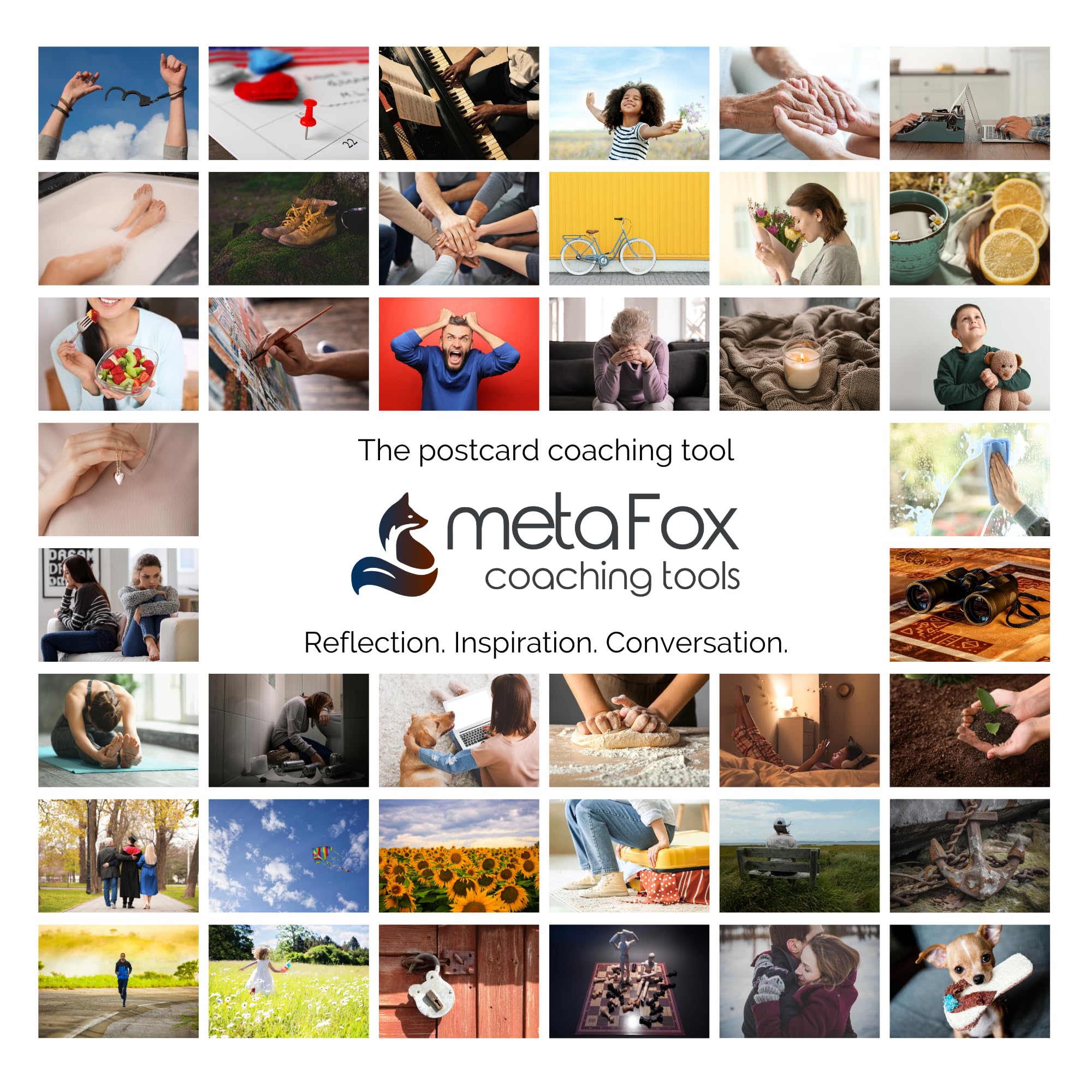 metaFox - 'Navigating Grief' - 52 Cards for Bereavement Coaching, Difficult Bereavement Moments - Use as Coaching Materials, Therapy Cards for Grief Counselors and Therapists