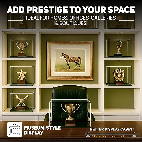 Vista 554 de Better Display Cases Versátil vitrina de acrílico transparente - Caja rectangular grande con base blanca 18" x 12" x 3" (BK09)