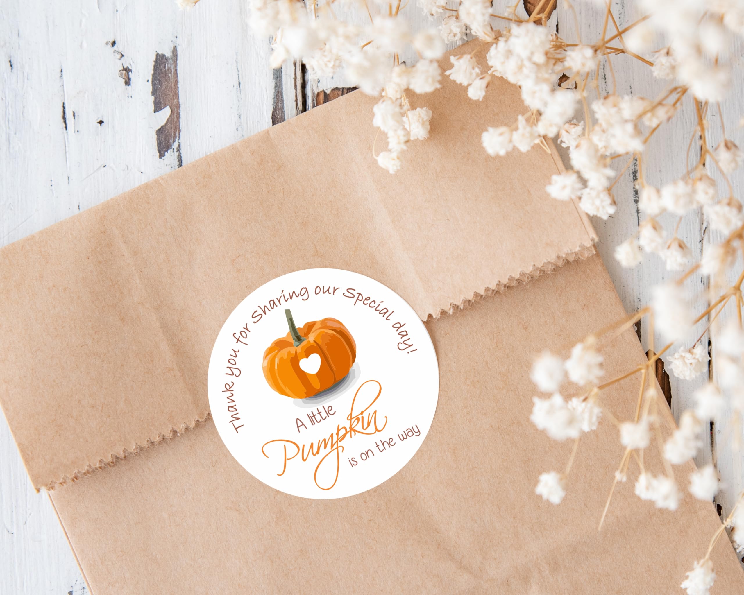 Amazon.com: Baby Shower Stickers - A Little Pumpkin is on The Way