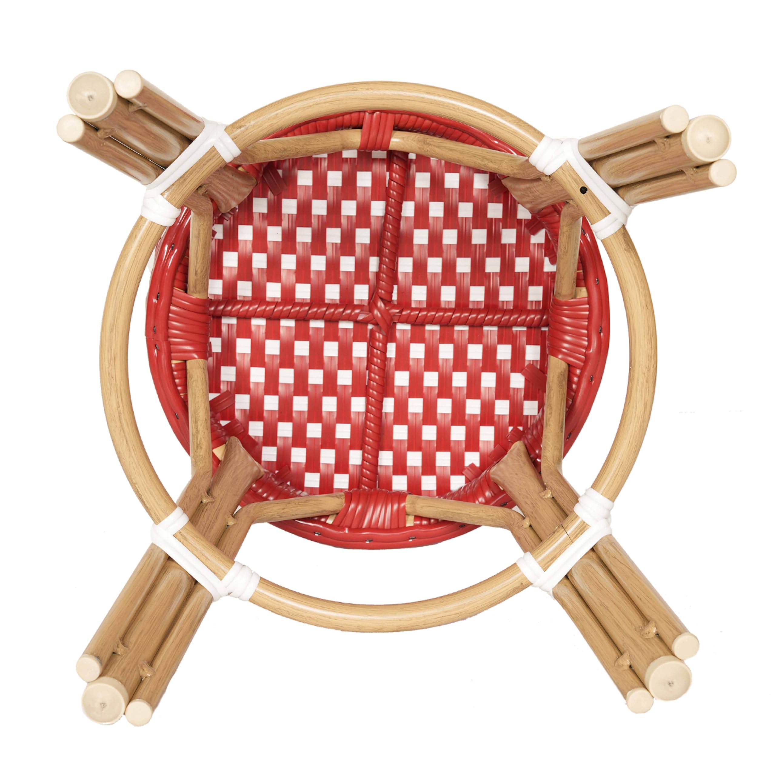 Oviala Tabouret de Jardin en Aluminium et rotin synthétique Blanc et Rouge