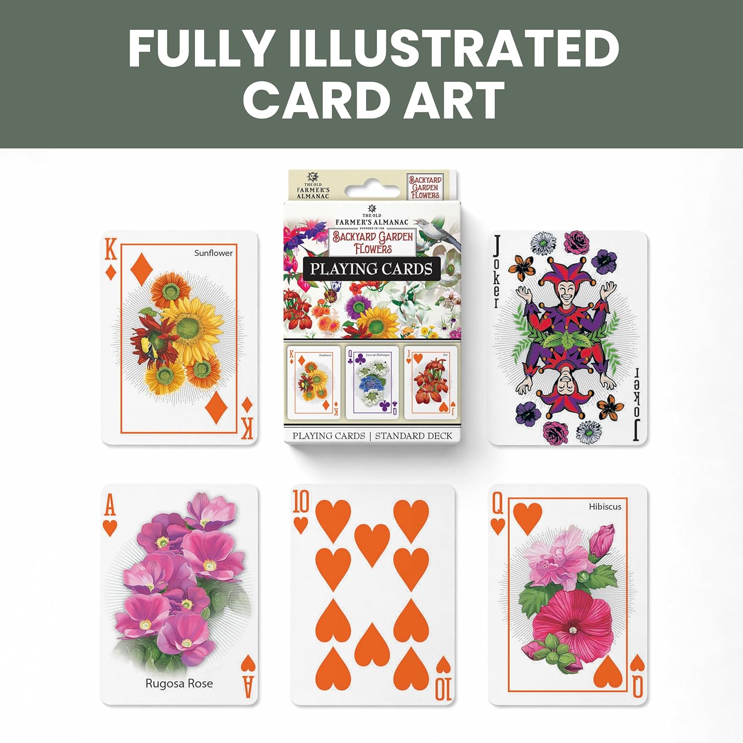 MasterPieces Officially Licensed Farmer's Almanac Flowers Playing Cards - 54 Card Deck for Adults