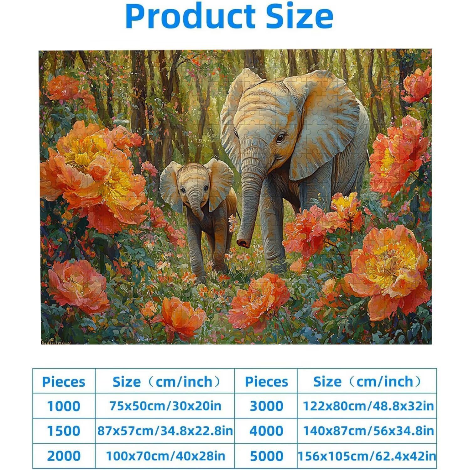 1500 Pezzi di Puzzle, elefanti forestali1500 Pezzi di Puzzle per Adulti, Regalo di Anniversario, Regalo di Natale, Decorazione Della Casa, Prevenzione Della Degenerazione Cerebrale Negli Anziani v707