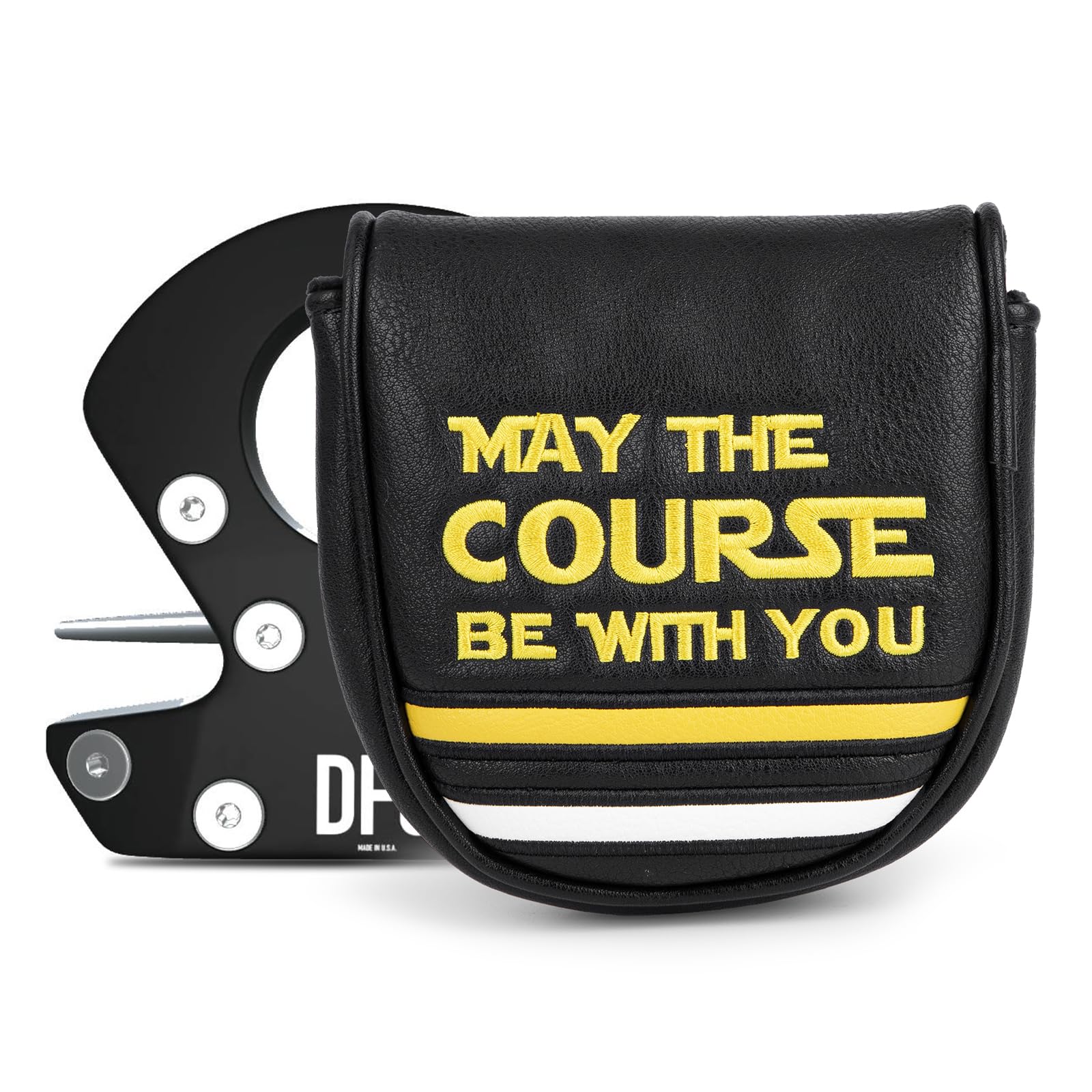 Golf Headcovers Golf Club Head Covers Elegant Embroidery Premium Leather Driver Headcovers May The Course Be with You Fairway Wood Head Cover Hybrid Covers Putter Covers(for DF3 Putter(1pcs))