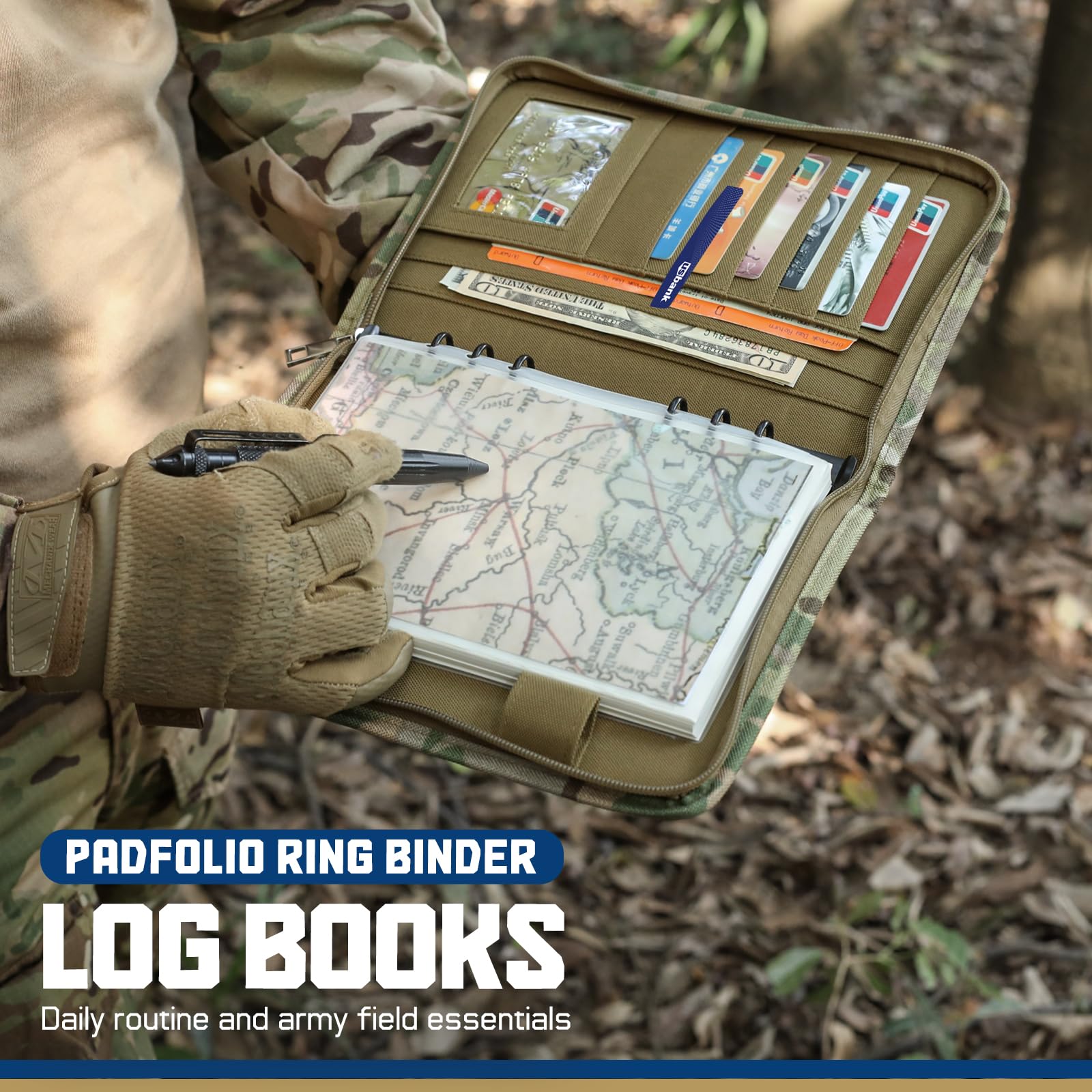 Equipement Militaire Carnet Tactique Militaire WYNEX - Classeur A5 Avec Fermeture éclair Et 80 Feuilles Carnet Rechargeable A5
