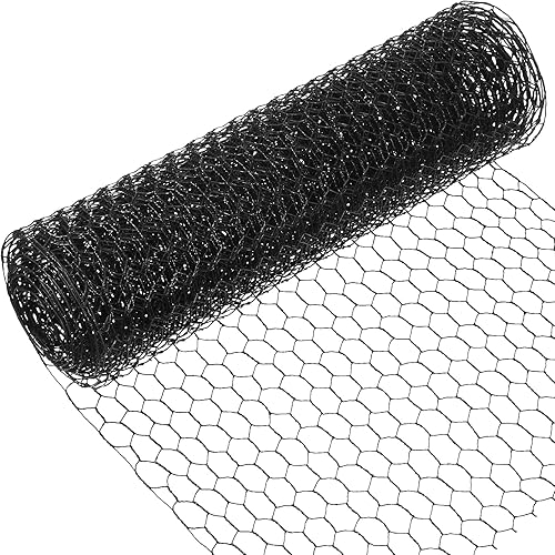 SATINIOR 2 hojas de red de alambre de pollo para trabajos artesanales, malla de alambre hexagonal galvanizada (negro, 13.7 x 80 pulgadas)