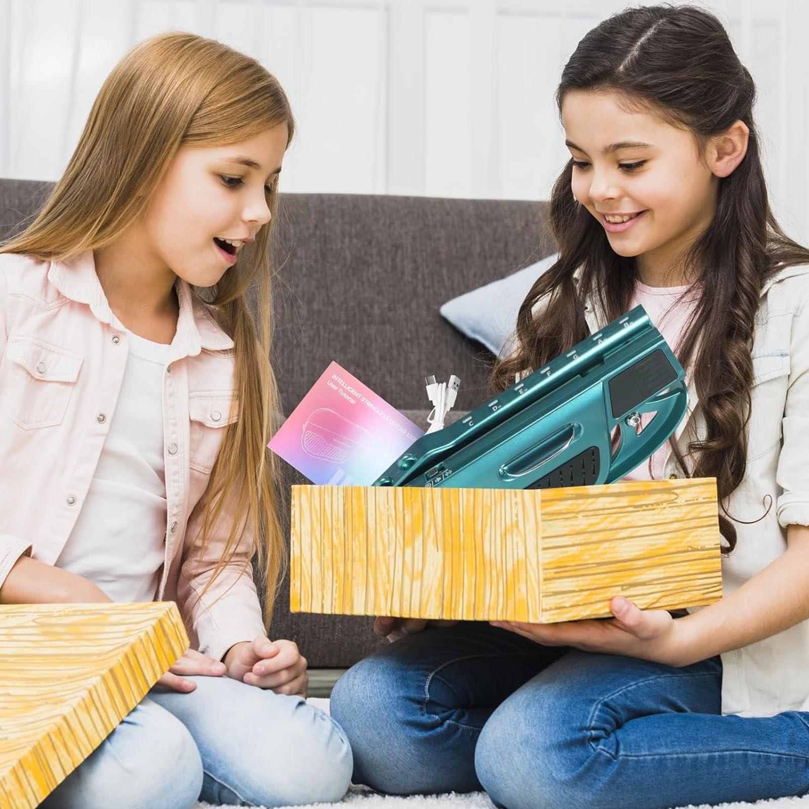 Chitarra Giocattolo Chitarra Elettrica Senza Corde | Strumento Musicale Elettrico Piegevole per Educazione Musicale Bambini Viaggio Casa Scuola Attività