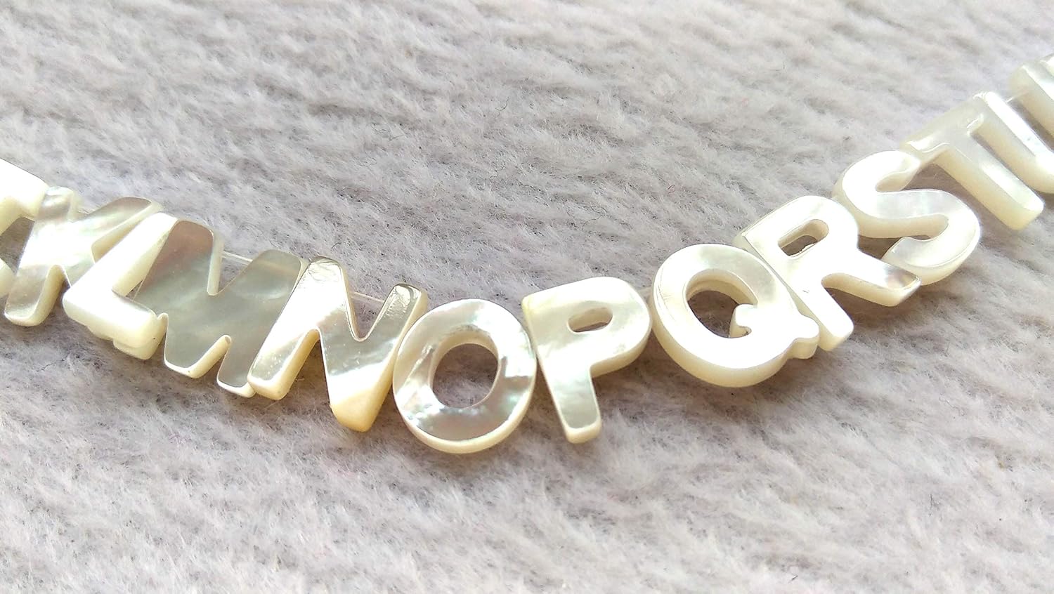 Drilled-26pcs Genuine Pearl Shell Jewelry -Handmade Carved White Mother of Pearl Shell Alphabet Letter Beads for Earrings Pendant 7x10mm