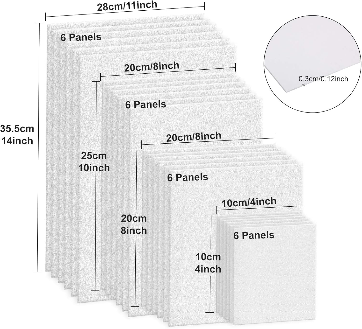 Looife Painting Canvas Panels, Artist Blank Canvas Boards Multi Pack, Stretched Ready for Paint
