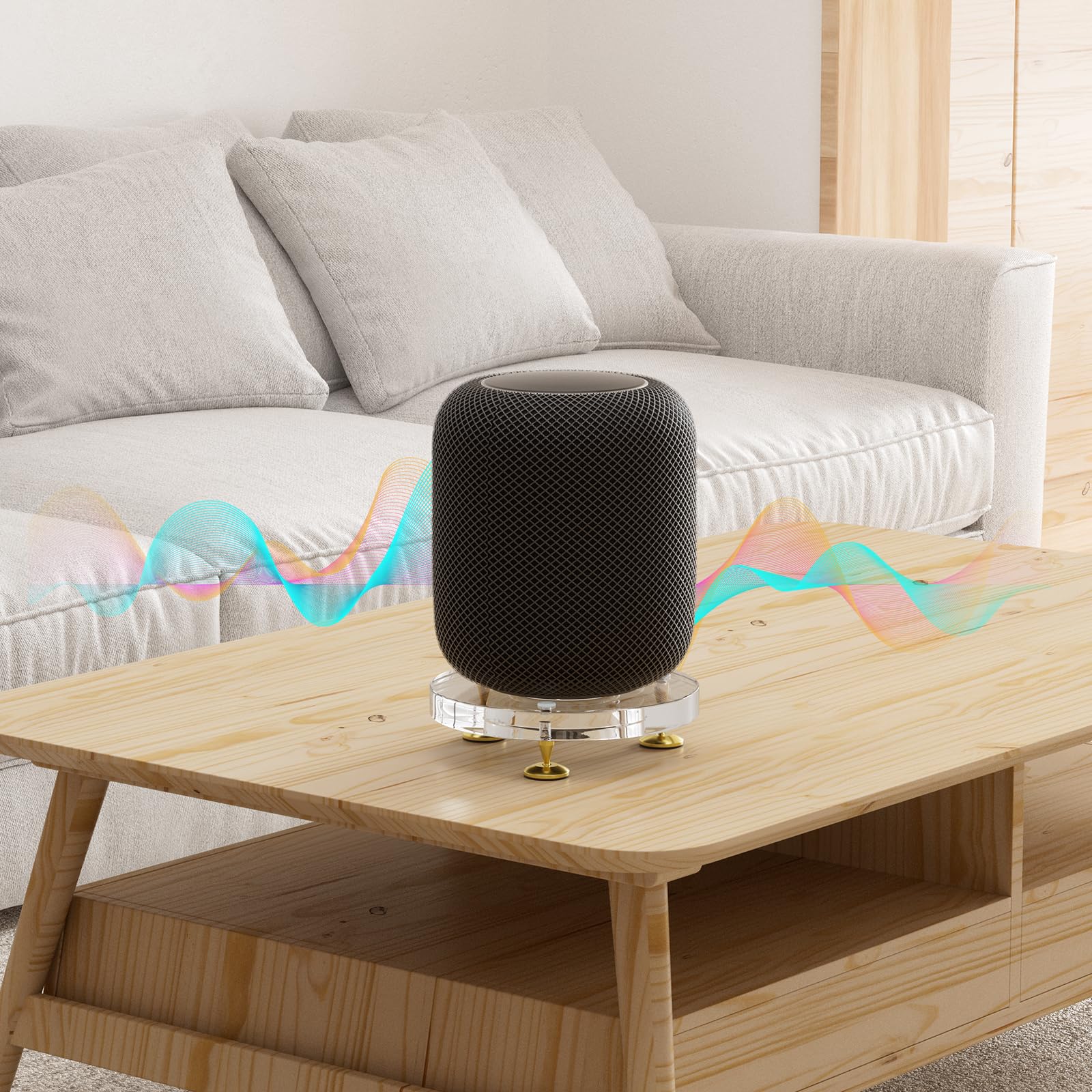 TXEsign Lautsprecher-Ständer Aus Acryl – Für HomePod 1./2. Gen, Schwarz, 12,5x12,5 Cm, Rutschfest