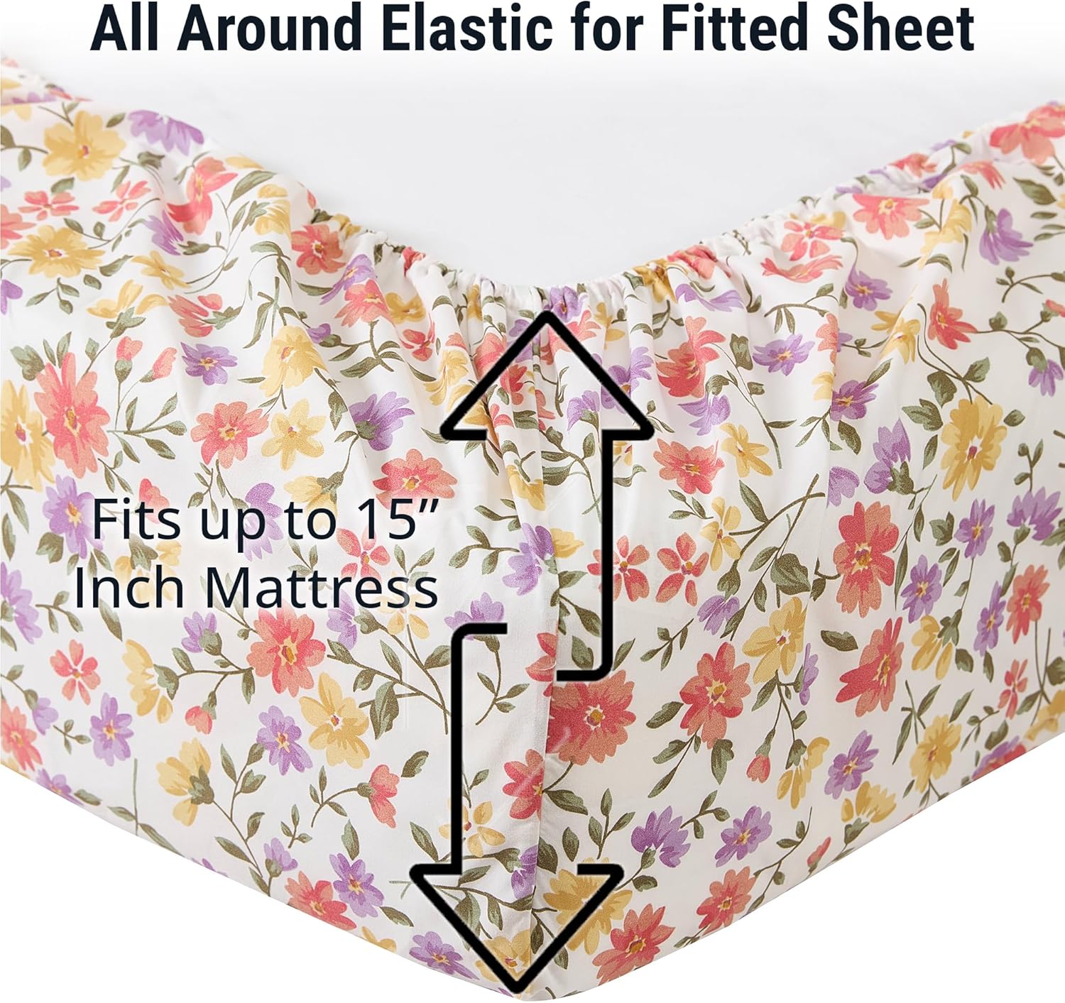 HLC.ME Purple & Red Floral Ditsy Bed Sheets - 3 Piece Bed Sheet Set - Wrinkle Resistant & Ultra Soft - Fits Mattresses up to 15 Inches Deep (Twin)