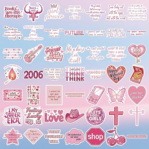 Miniatura 3 de 50 calcomanías románticas para Kindle, paquete de calcomanías de lectura rosas para mujer, calcomanías de vinilo impermeables para libros, botellas,