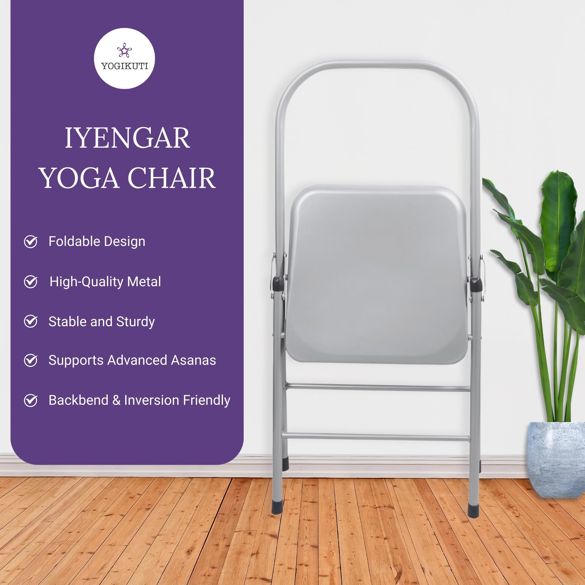 YOGIKUTI Iyengar - Sedia da Yoga in Metallo Senza Schienale (Standard)